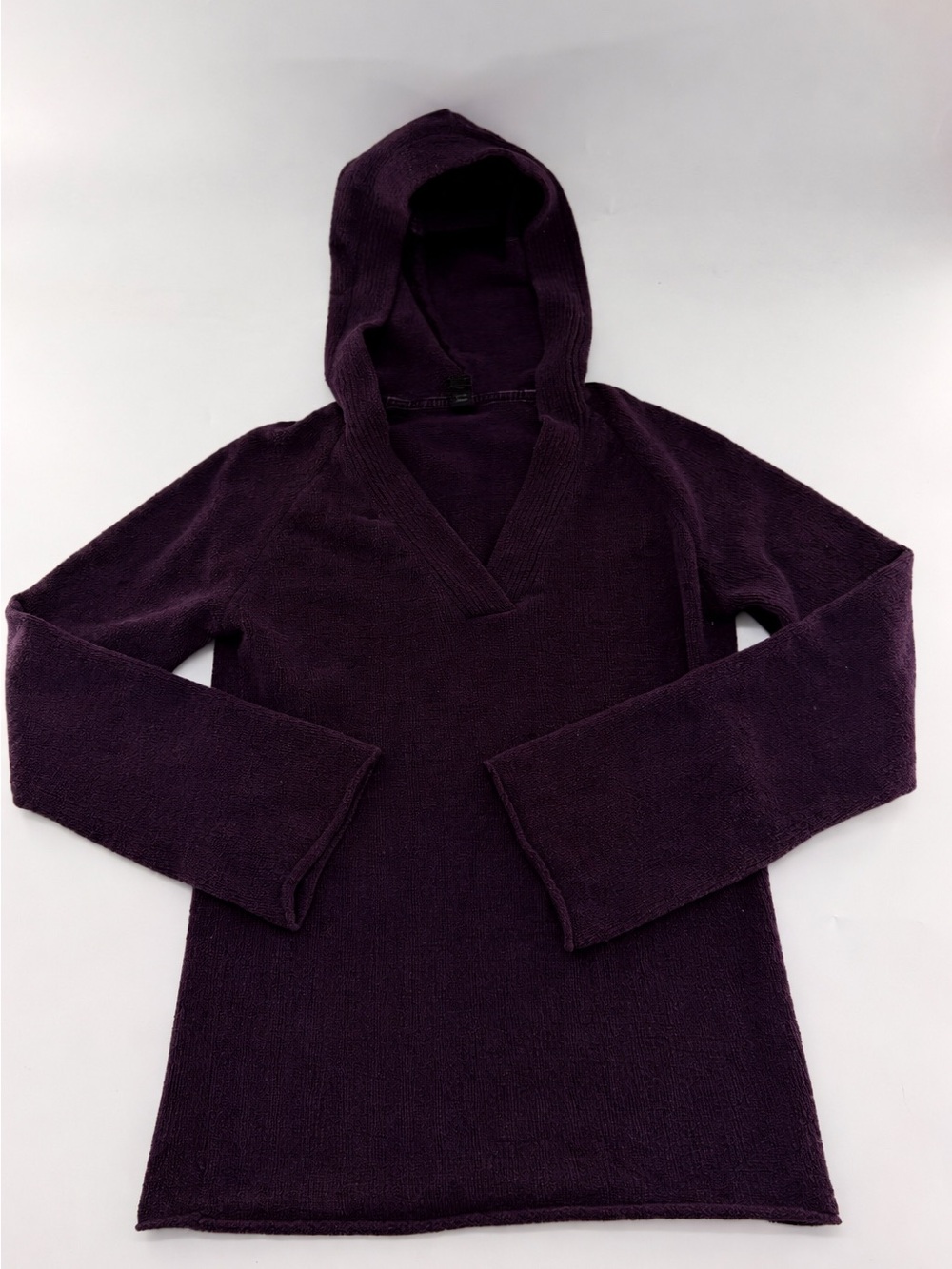 Prana Women’s V Neck Sweater Hooded Small Fuzzy Soft Warm
